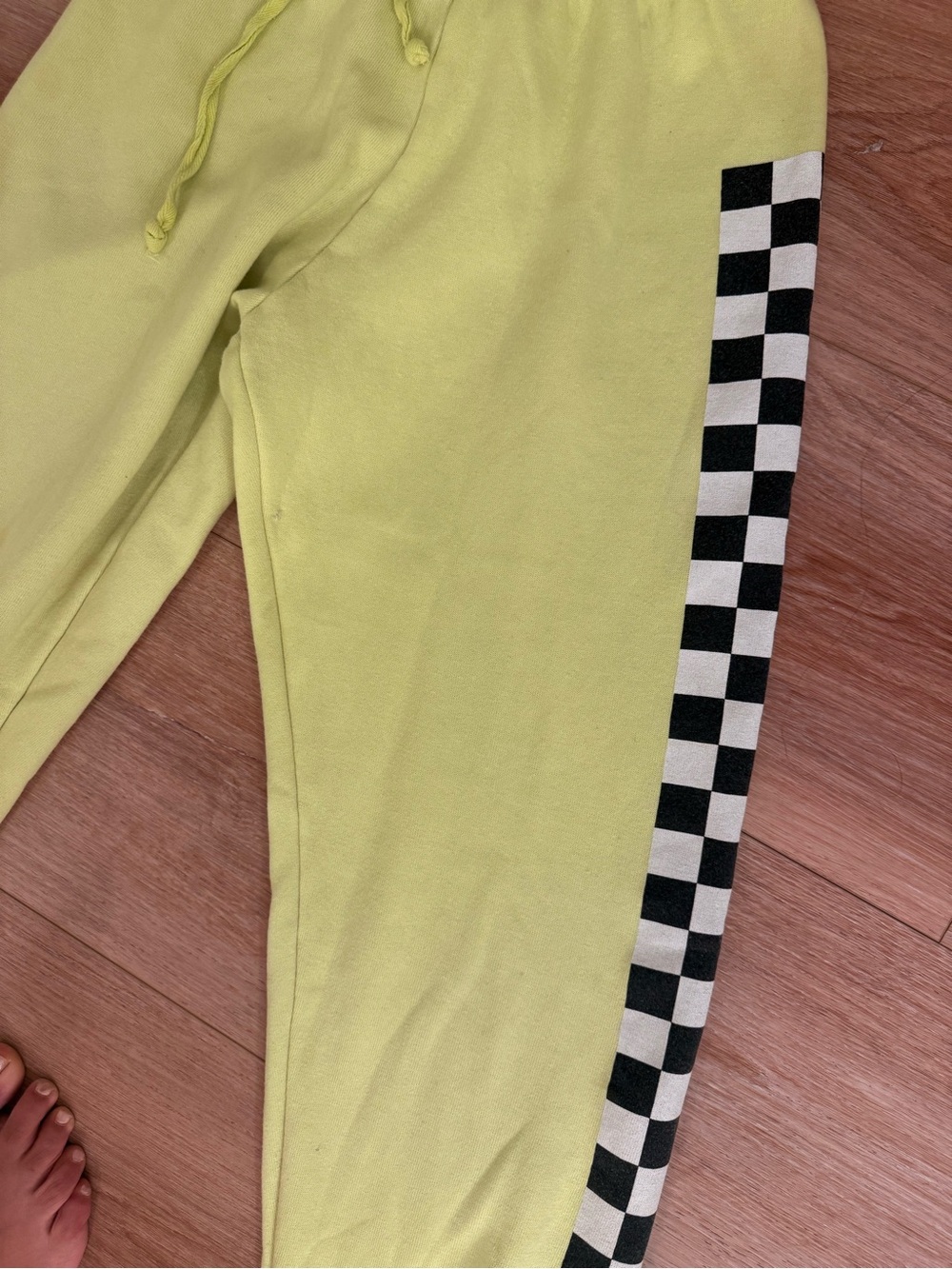 Aviator Nation Women Yellow Checkered Side Stripe Sweatpants Joggers Small - Picture 4 of 11